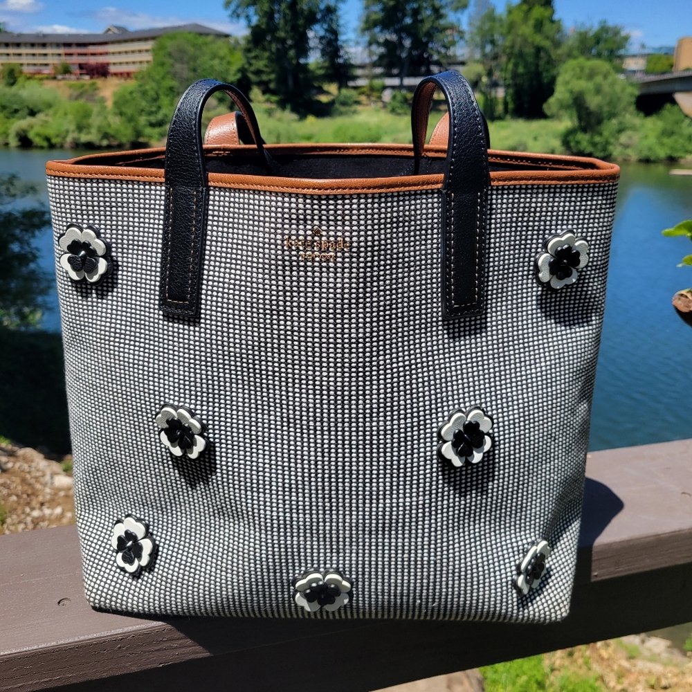 Kate SPADE Ash Street Flower Applique Triple Compartment Tote